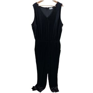 Old Navy Black Velvet Sleeveless V Neck Jumpsuit Plus Size 2X Pockets‎